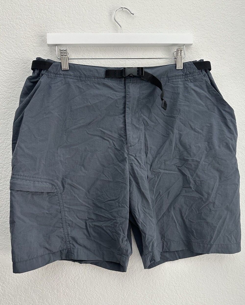 REI Nylon Hiking Cargo Shorts Men XL Gray Webbed Belt Gorpcore 8" Inseam